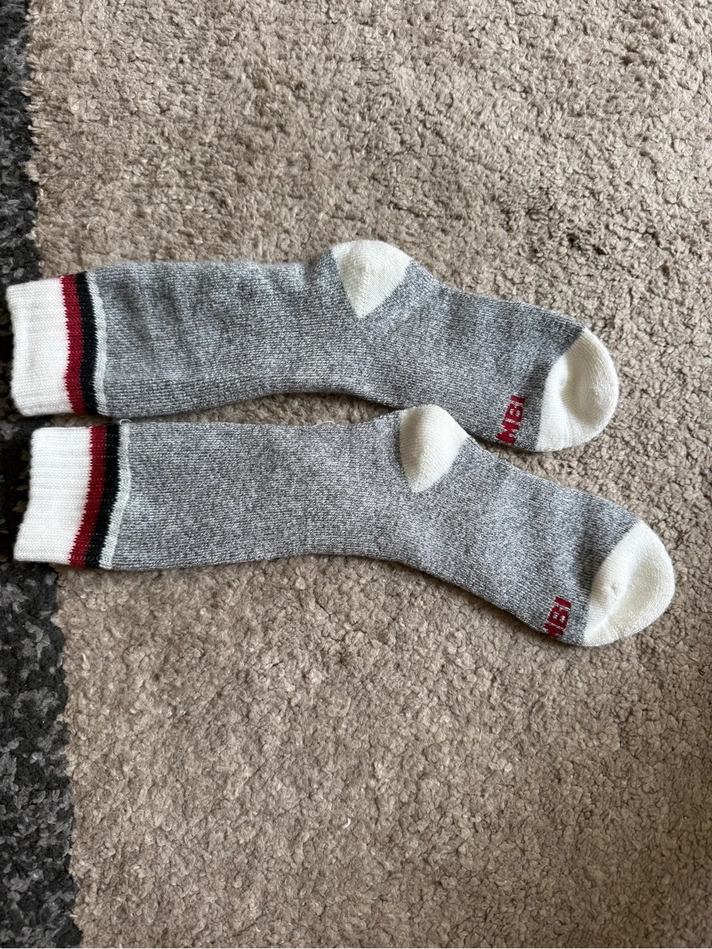 KombiGray Camper Casual Crew Small Socks with Red Accent